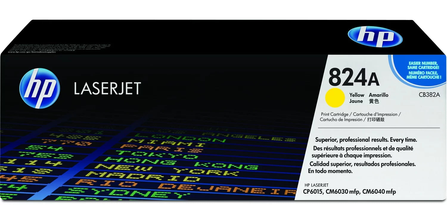 HP 824A Yellow Original LaserJet Toner Cartridge, ~21,000 pages, CB382A