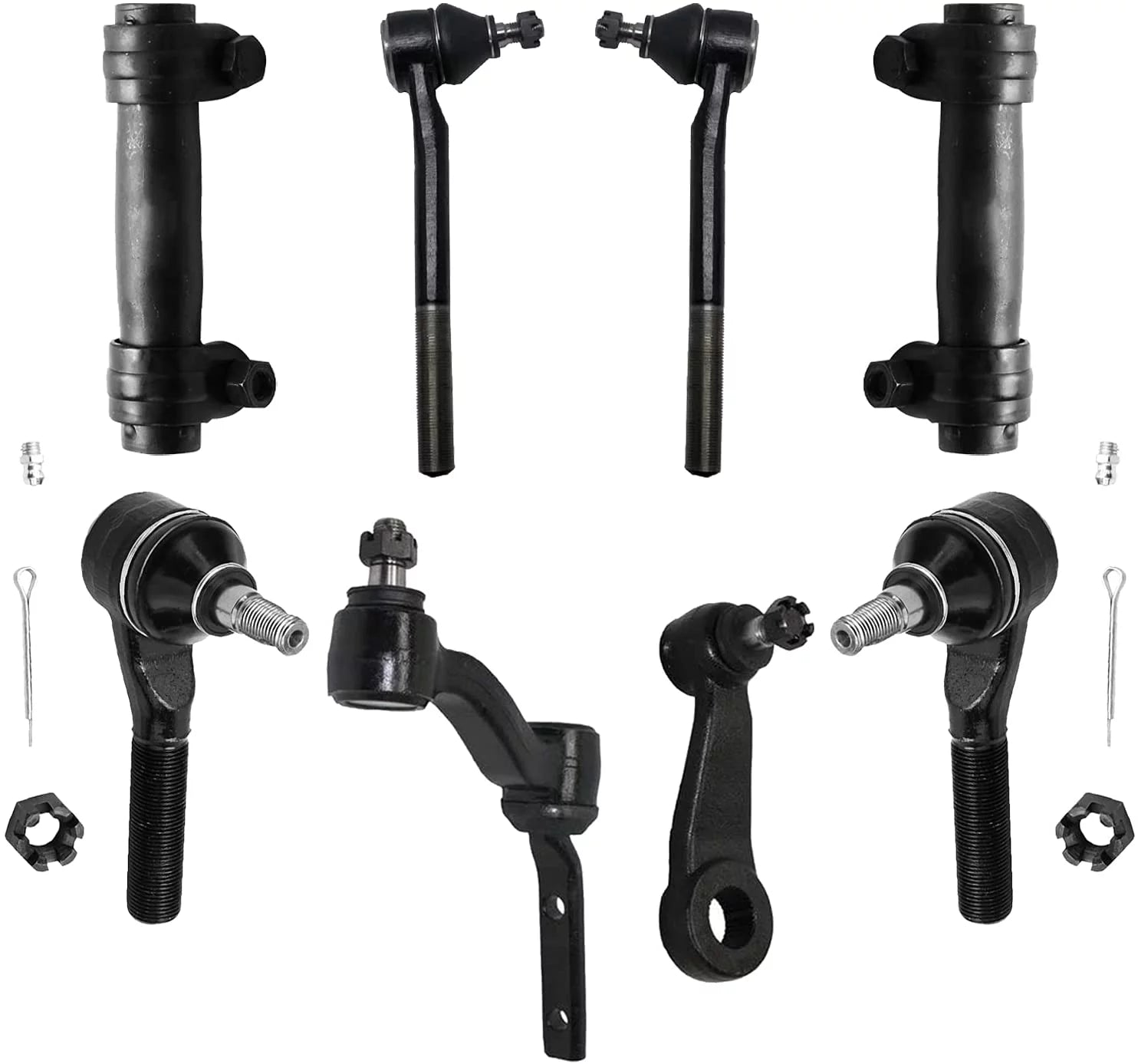Detroit Axle - Front 8pc Suspension Kit for Chevy Blazer S10 GMC Jimmy Sonoma Isuzu Hombre, Steering Idler Arm, Steering Pitman Arm, Outer Inner Tie Rods, Adjusting Sleeves Replacement