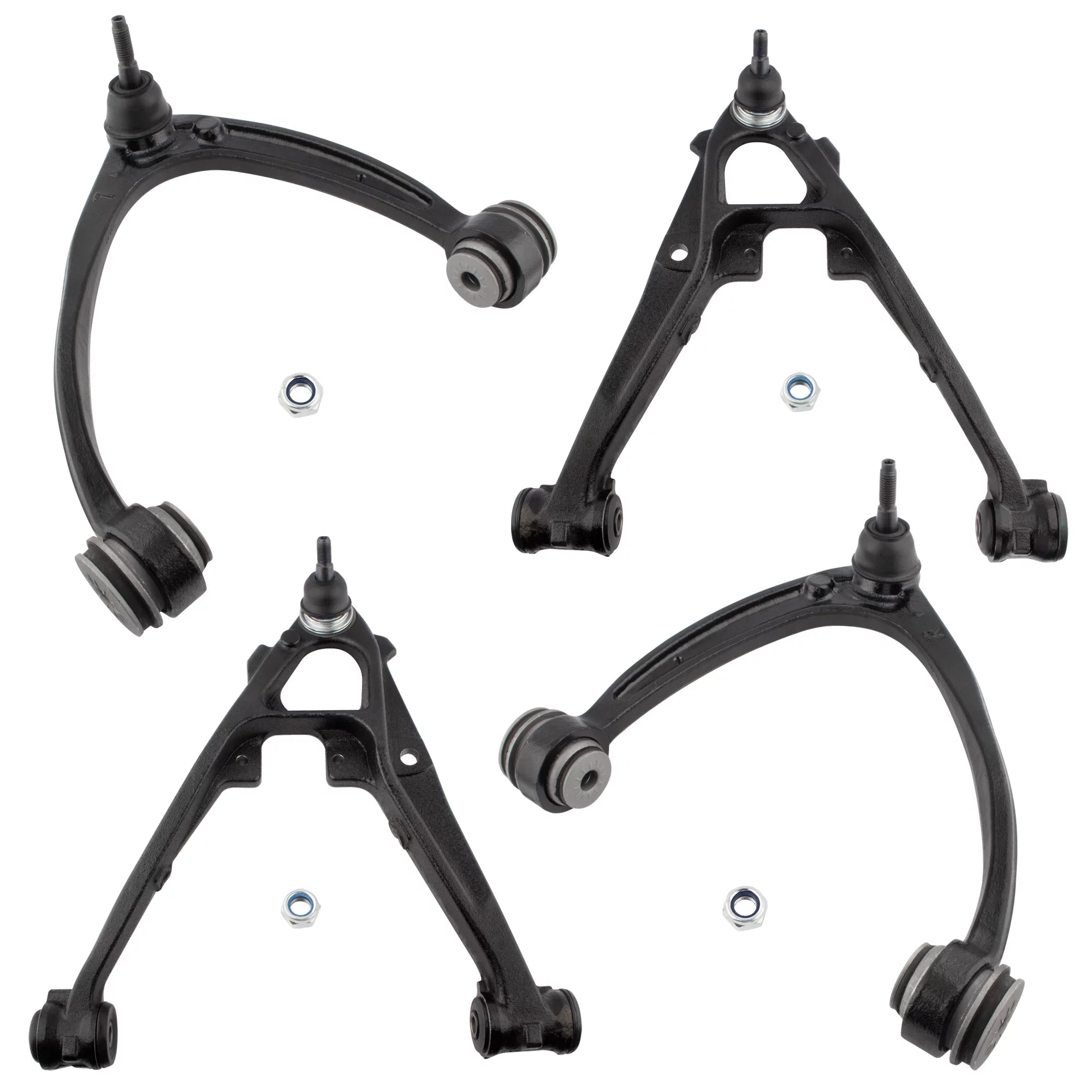BOXI 4pc Front Upper Lower Control Arms Fit for Cadillac Escalade 2007-2015 / Chevy Avalanche Silverado Suburban Tahoe 2007-2013 / for GMC Sierra 1500 Yukon 2007-2014 | K620888 K620889 K80669 K80670