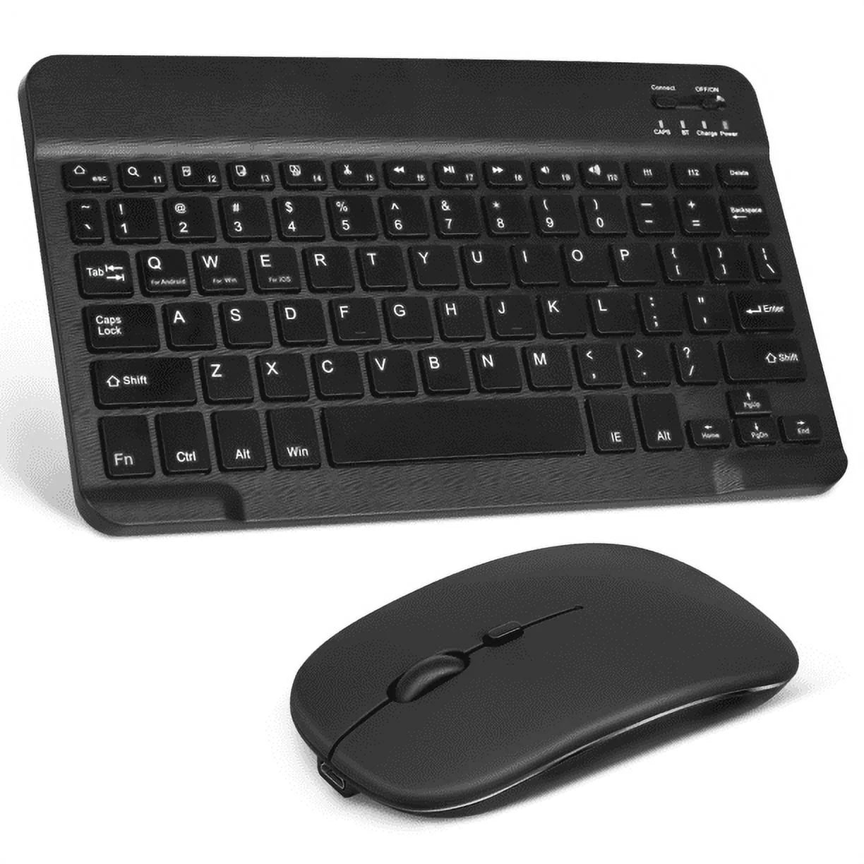 Rechargeable Bluetooth Keyboard and Mouse Combo Ultra Slim Full-Size Keyboard and Ergonomic Mouse for Panasonic Toughpad FZ-A1 and All Bluetooth Enabled Mac/Tablet/iPad/PC/Laptop - Onyx Black