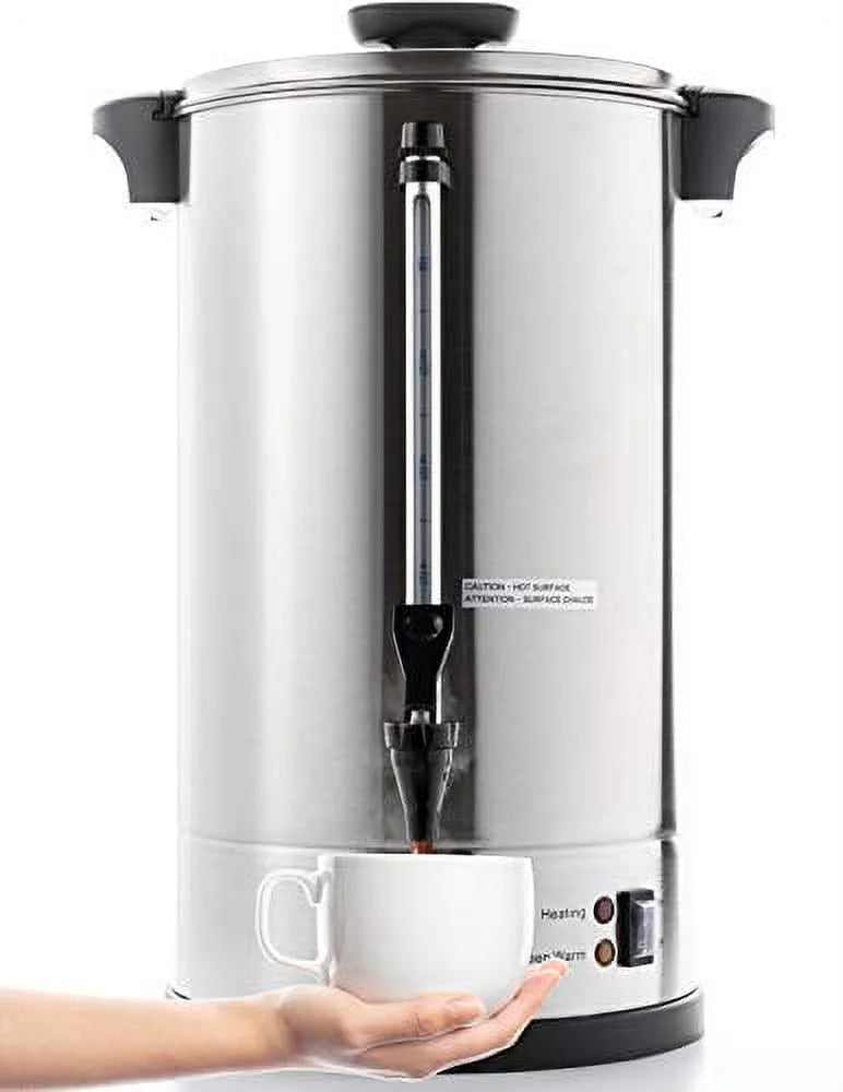 SYBO Commercial Grade Stainless Steel Percolate Coffee Maker Hot Water Urn, 100 CUP 16L