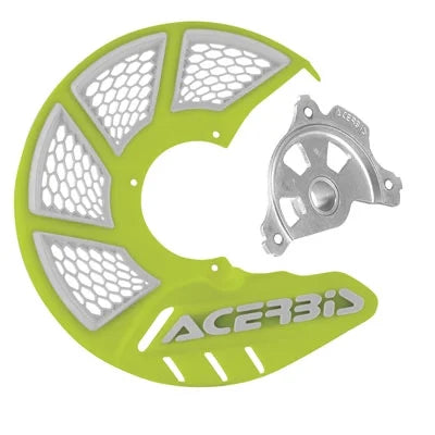 Acerbis X-Brake Vented Front Disc Cover with Mounting Kit Flo Yellow/White For TM, Husqvarna, KTM