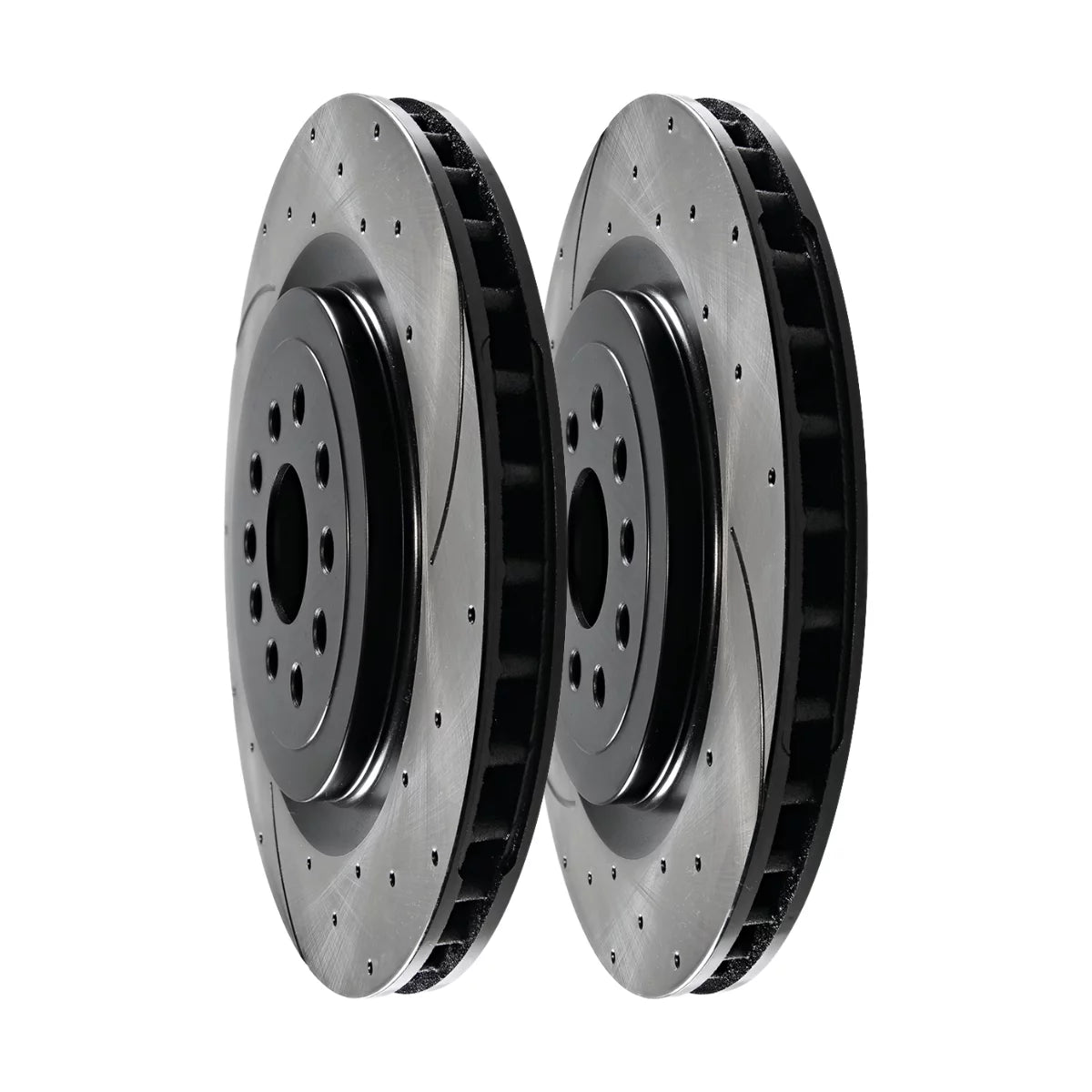 AutoShack Front Drilled Slotted Brake Rotors Black Set of 2 Driver and Passenger Side Replacement for 2014-2020 2021 Jeep Cherokee 2015-2017 Chrysler 200 2.0L 2.4L 3.2L 3.6L V6 4WD AWD FWD PR881770LR