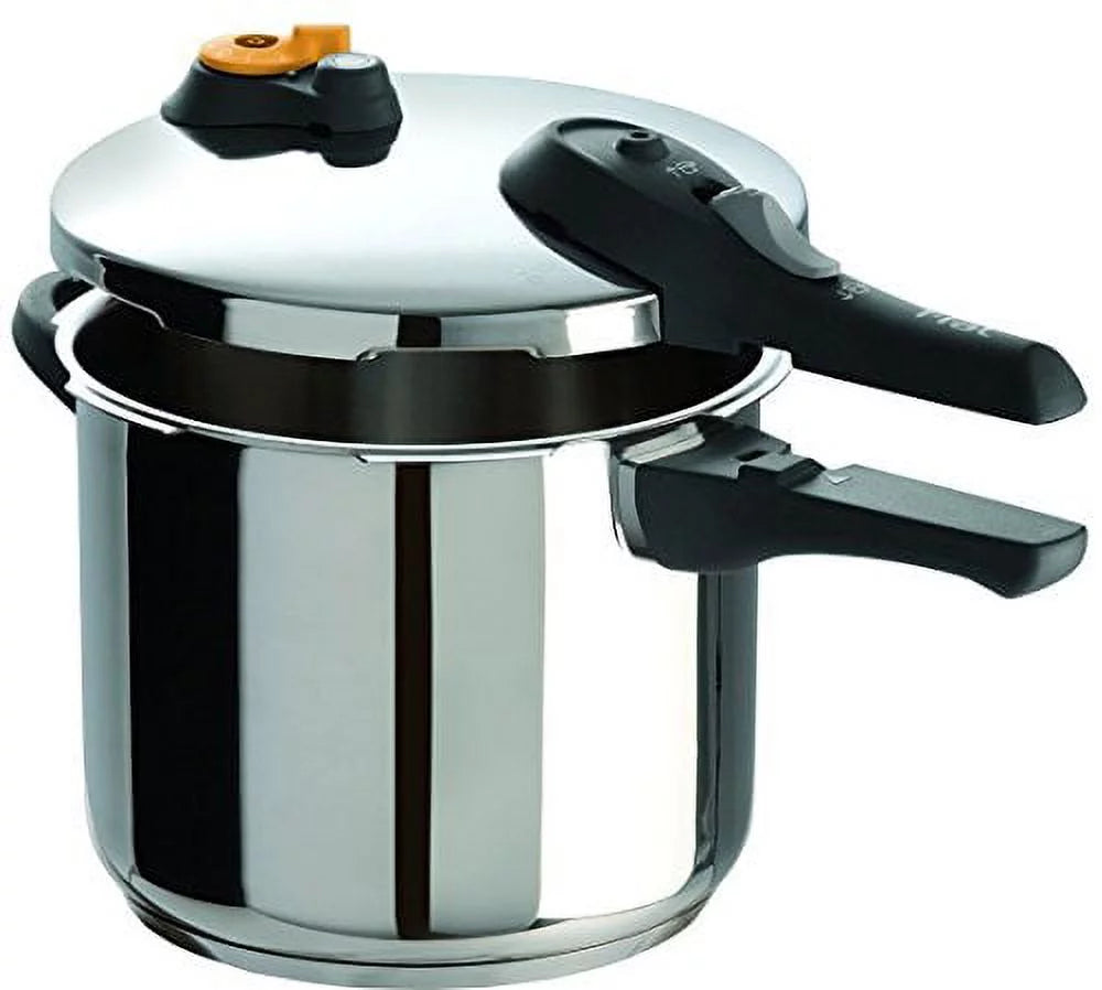 T-fal P25107 Stainless Steel Dishwasher Safe PTFE PFOA and Cadmium Free 10 / 15-PSI Pressure Cooker Cookware, 6.3-Quart, Silver