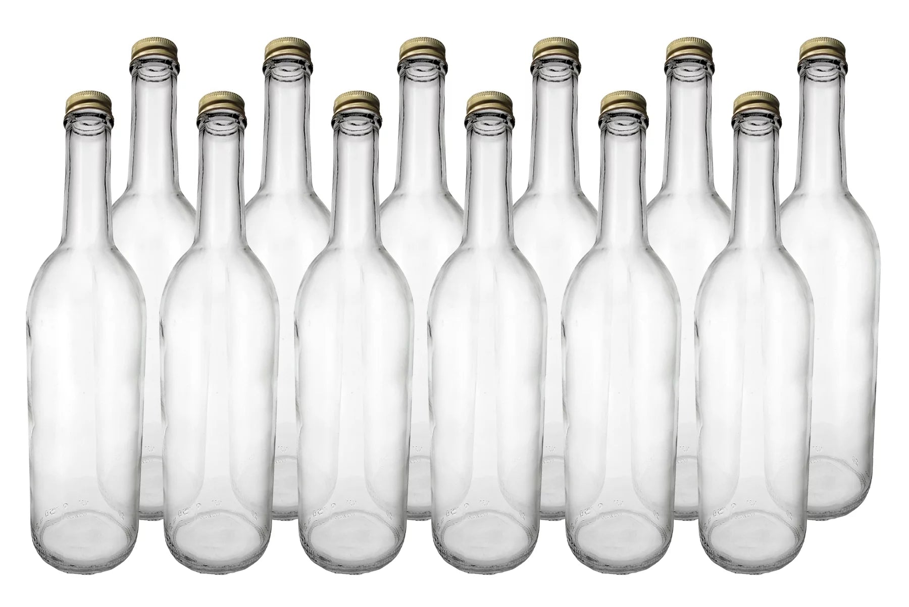 Home Brew Ohio 750ml Clear Screw Cap Wine Bottles w/28mm Gold Metal Screw Caps