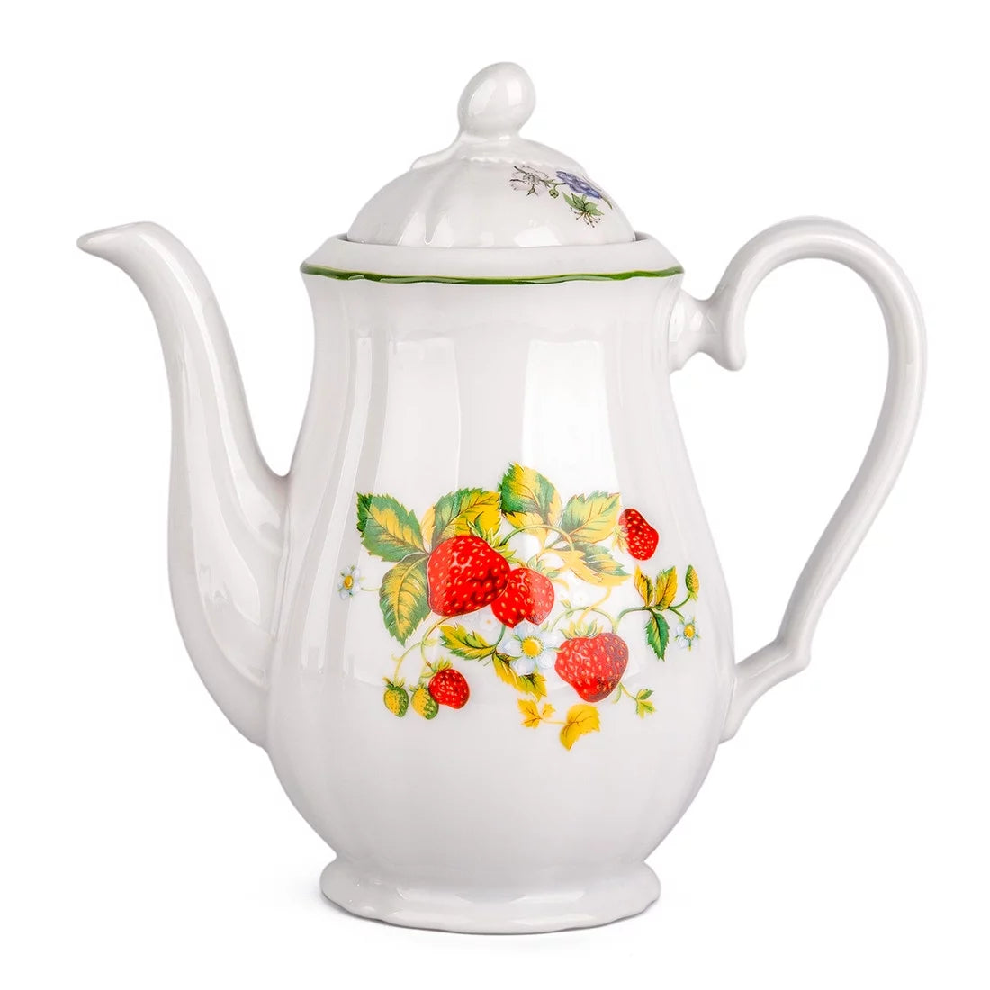 Kitchen Coffee pot with Lid 40.58 fl oz (1200 ml) Strawberry Porcelain Coffee Pot Brewer for Coffee Serving Pot