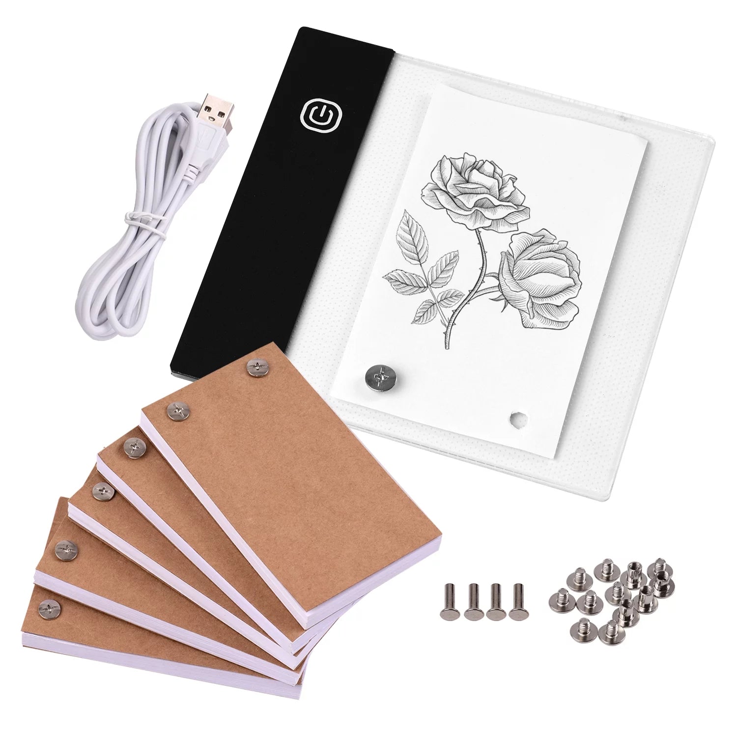 Anself Flip Book Kit with Mini Light Pad LED Lightbox Tablet Design,White
