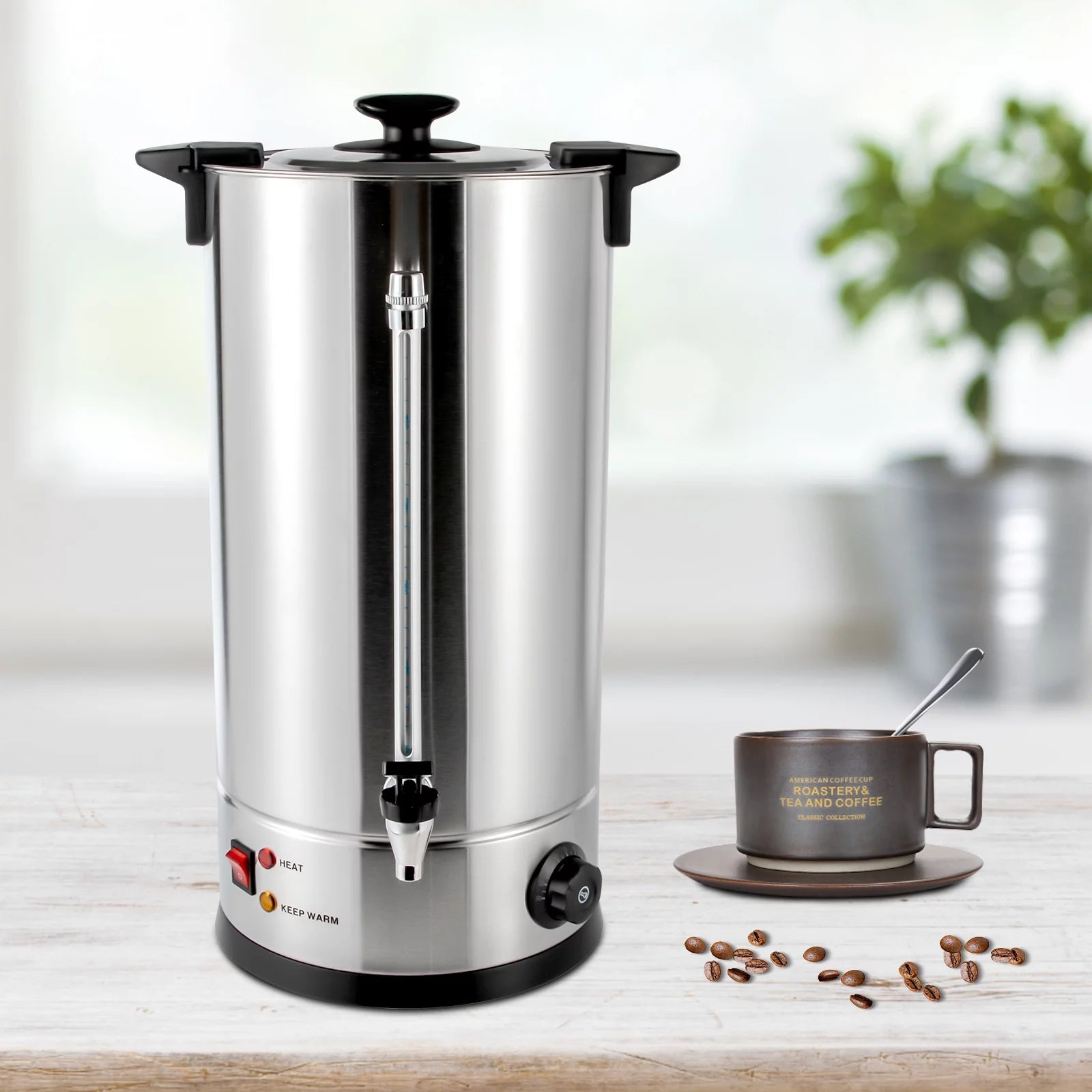 ZhdnBhnos 25L Electric Hot Water Boiler Stainless Steel Tea Urn Coffee Boiler Hot Beverage Dispenser Commercial
