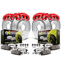 Power Stop Front and Rear Street Warrior Brake Kit with Red Powder Coated Calipers KC6327-26
