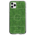 DistinctInk Clear Shockproof Hybrid Case for iPhone 13 PRO (6.1 Screen) - TPU Bumper, Acrylic Back, Tempered Glass Screen Protector - Soccer Field Layout
