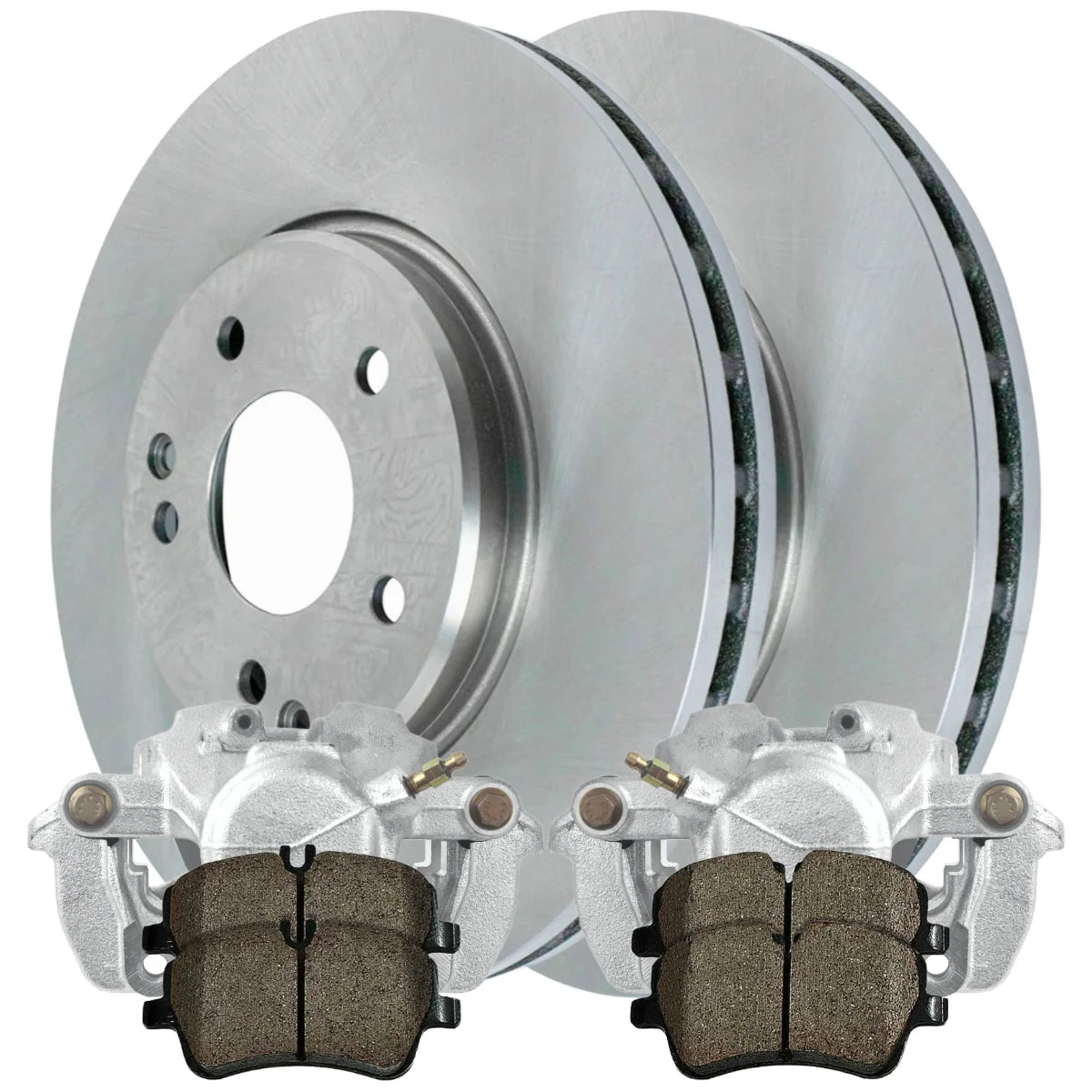 AutoShack Front Brake Calipers Ceramic Pads Rotors Kit Driver and Passenger Side Replacement for Mercedes CLK320 2001-2005 C320 2006-2007 C280 C350 2006-2008 SLK280 2006-2009 CLK350 2009-2011 SLK300