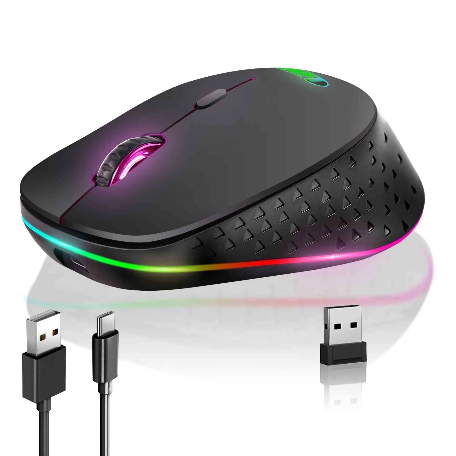 UrbanX Dual-Mode Wireless Mouse - Bluetooth & 2.4GHz Connectivity - Rechargeable, for Samsung Galaxy Z Flip 5G/A71 5G UW/A Quantum/A71 5G/Tab A 8.4 (2020) , PC, Mac, iPad -Black