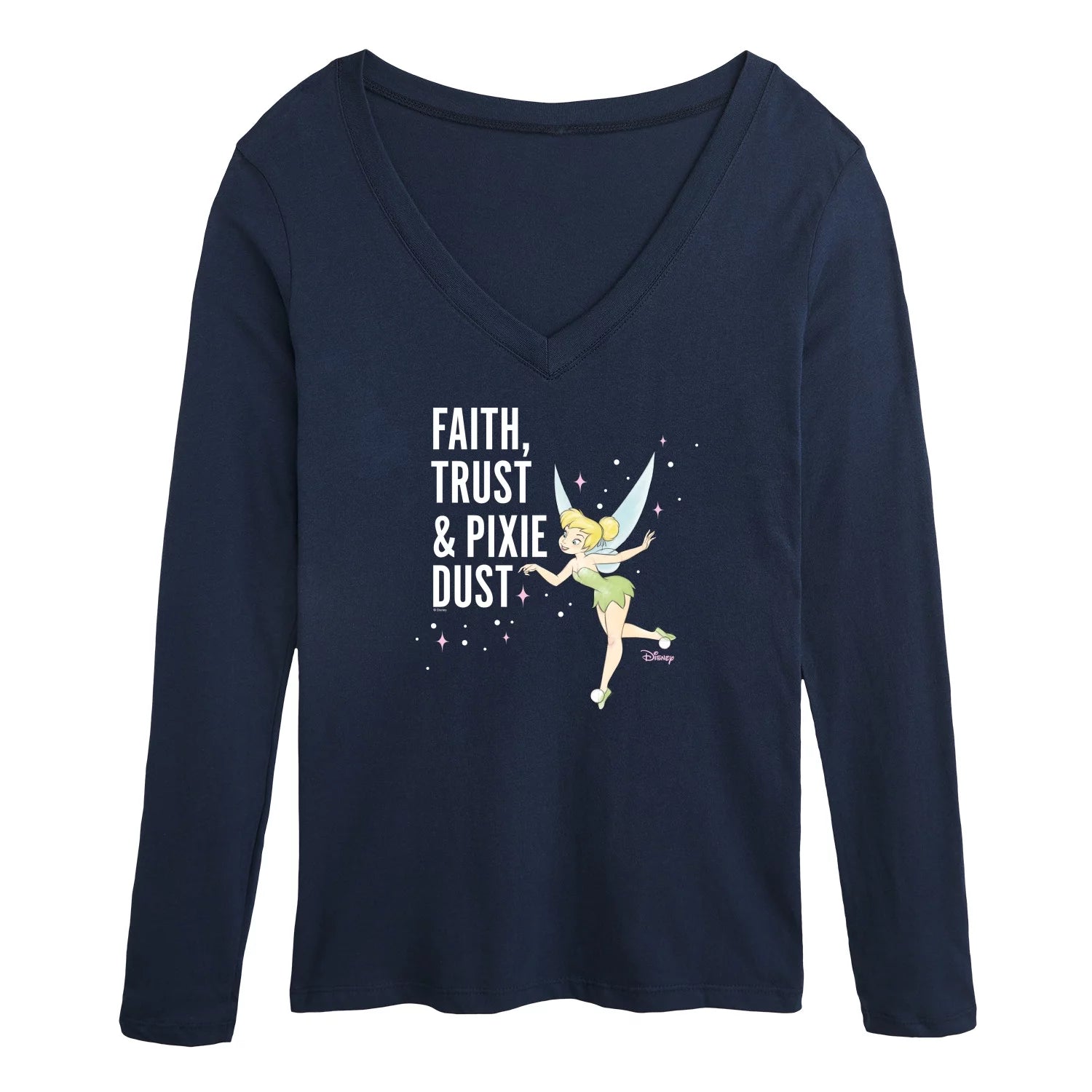 Tinker Bell - Faith Trust Pixie Dust - Ladies Long Sleeve V-Neck