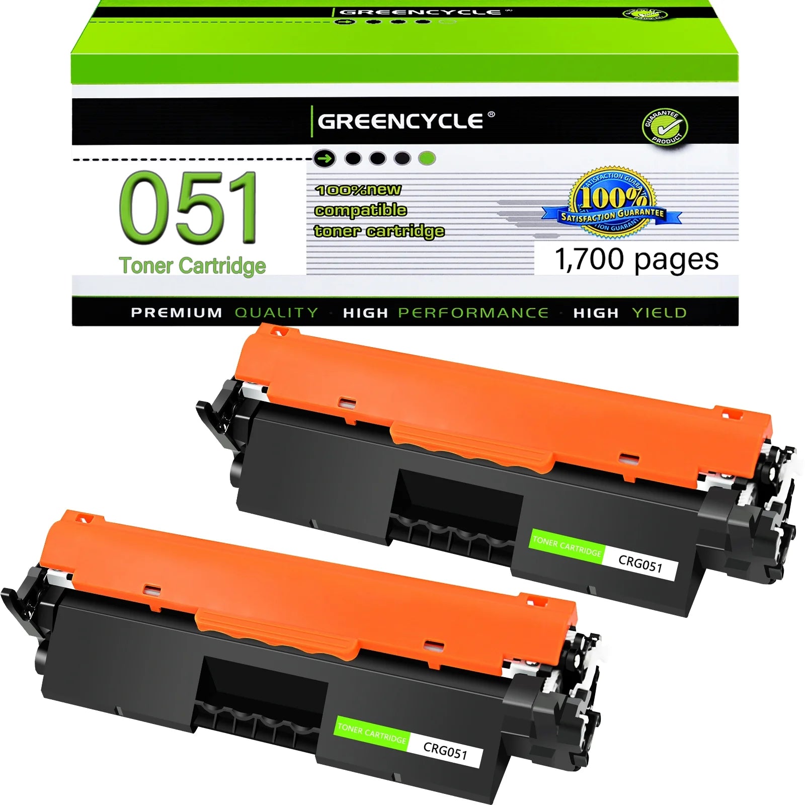 greencycle CRG051 Toner Cartridge Replacement Compatible for CANON 051 Black Toner Cartridge ImageCLASS LBP160 LBP161dn LBP162dw MF264dw MF267dw MF269dw Printer Ink Cartridge (2PCS)