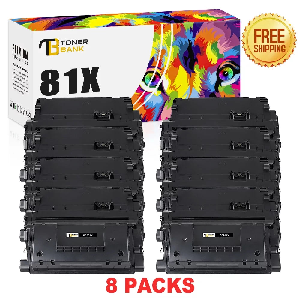 Toner Bank 8-Pack Compatible High Yield Toner for HP CF281X 81X CF281A 81A Enterprise MFP M605 Toner M605n M605dn M605x M606 M606n M630 M630h M630dn M630z M632 Printer Black