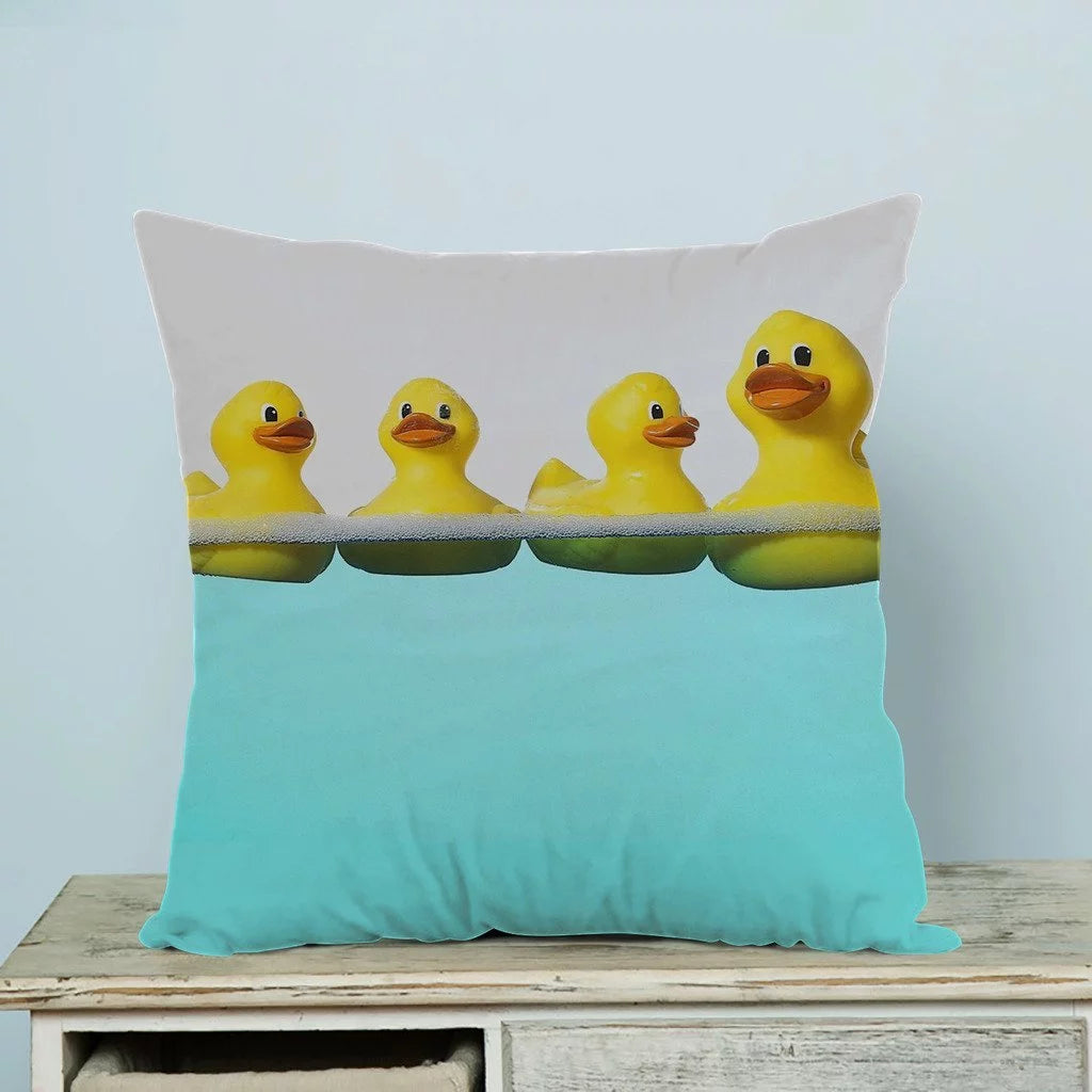 GCKG Funny and Cute Tiled Yellow Rubber Ducky Pillow Case Pillow Cover Pillow Protector Two Sides 18 x 18 Inches