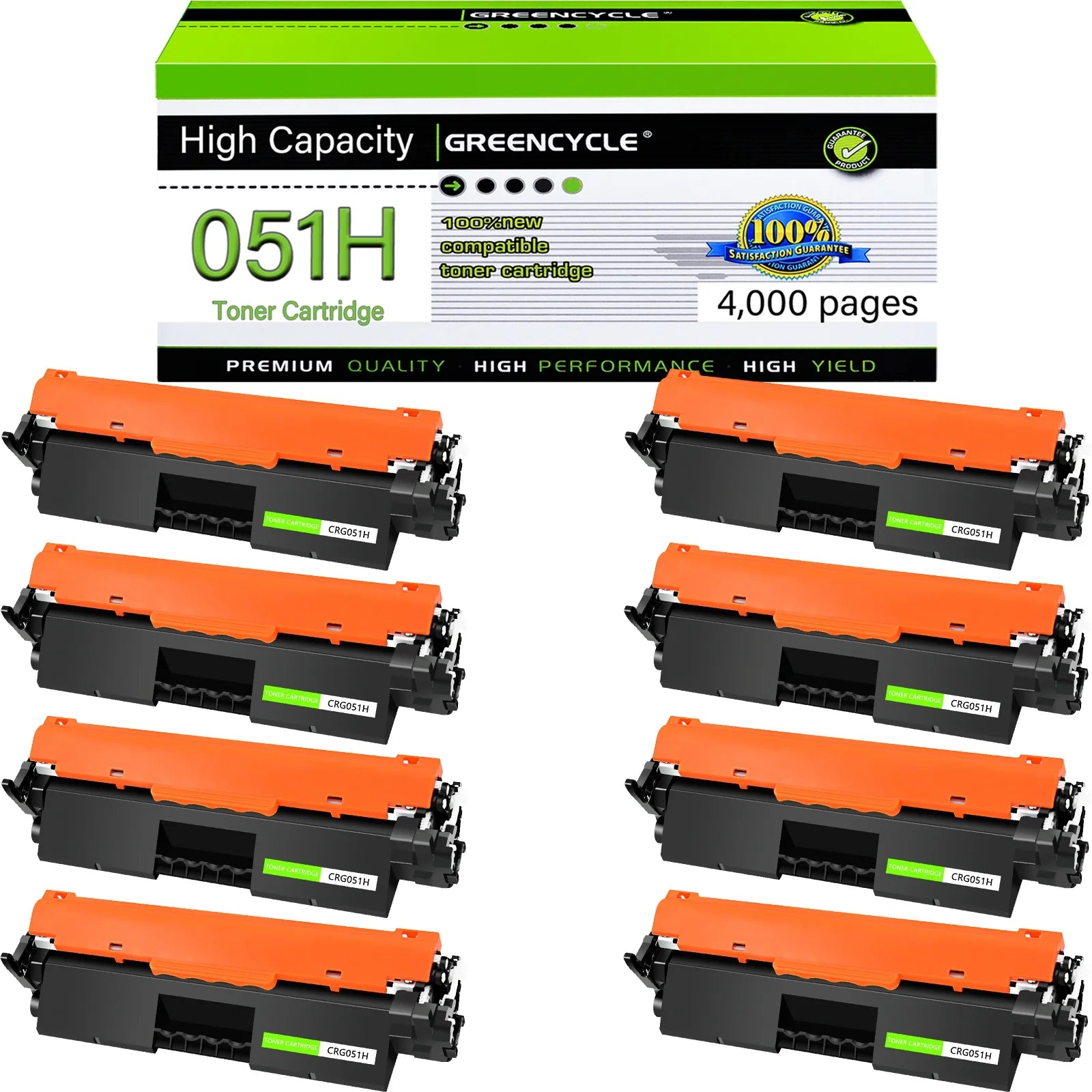 greencycle High Yield CRG051H Toner Cartridge Replacement Compatible for CANON 051 Black Toner Cartridge ImageCLASS MF264dw MF267dw MF269dw MF266dn MF263dn LBP162dw LBP161dn Printer (8PCS)
