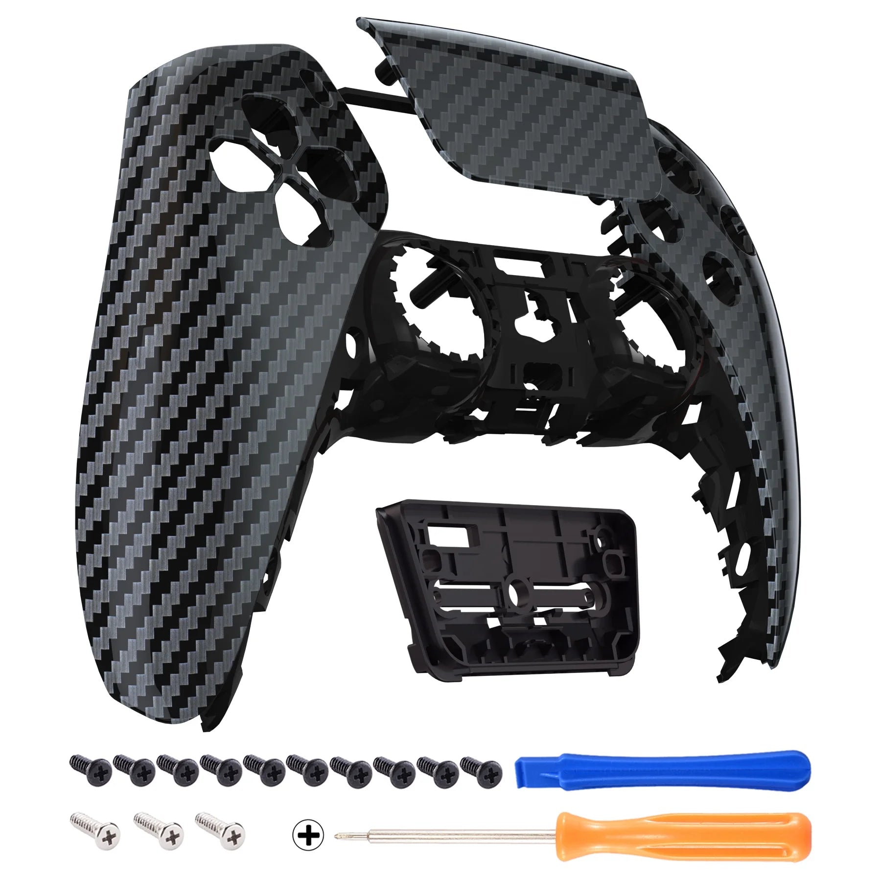 eXtremeRate Graphite Carbon Fiber Pattern Touchpad Front Housing Shell Compatible with ps5 Controller, DIY Replacement Shell Custom Touch Pad Cover Faceplate Compatible with ps5 Controller