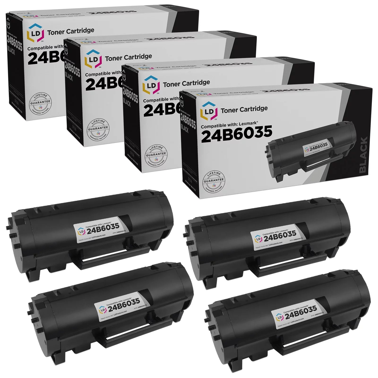LD Compatible Toner Cartridge Replacement for Lexmark M1145 24B6035 (Black, 4-Pack)