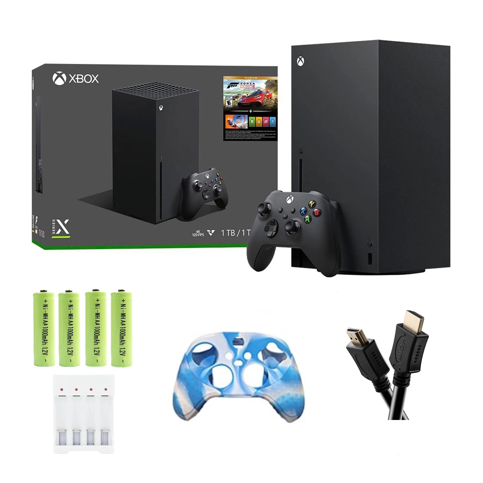 Microsoft Xbox Series X 1TB SSD Forza Horizon 5, 1 Xbox Wireless Controller - Black, w/Charger Accessories Set + Silicone Controller Cover Skin