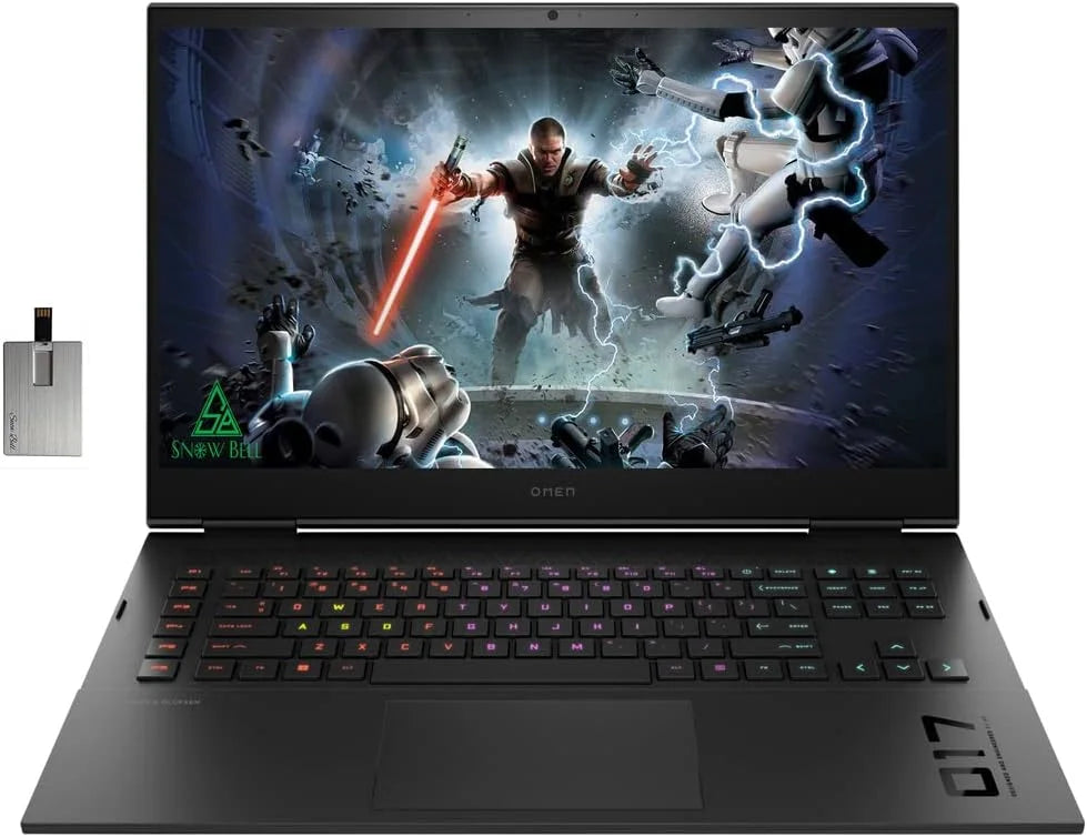 HP Gaming Laptop, OMEN QHD 17.3 165Hz Laptop, Intel 12th Core i5-12800HX, 32GB RAM, 1TB PCIe SSD, NVIDIA GeForce GTX 3060 Graphics 6GB, Full-Size RGB Backlit, Windows 11, Black, 32GB USB Card