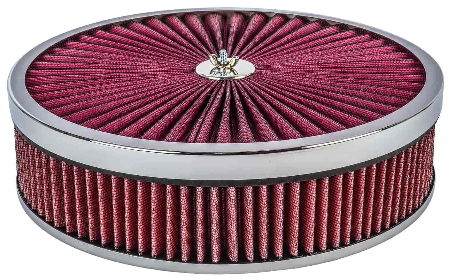 JEGS 500036 Flow-Thru Air Cleaner Assembly 14 x 3 Includes: Filter-Top Lid with