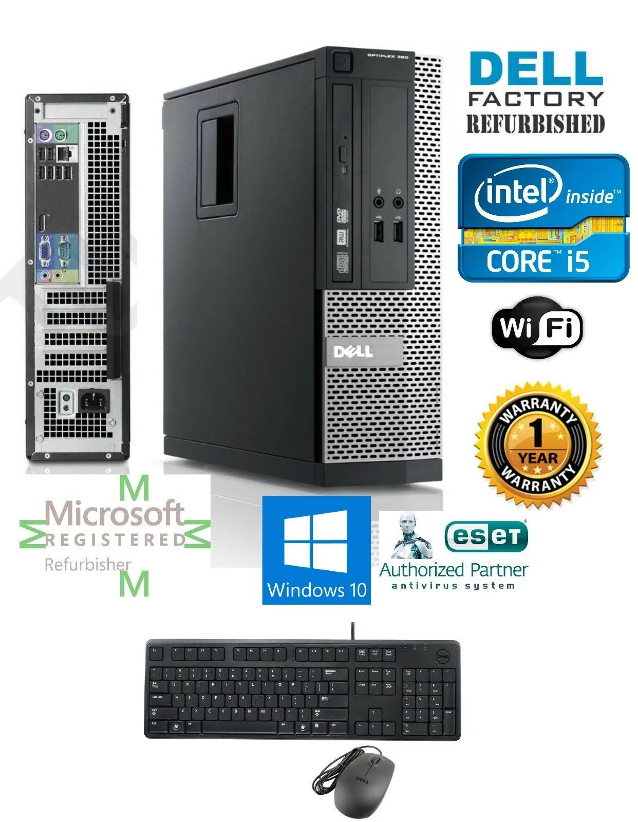 DESKTOP COMPUTER Dell 790 Core i7-2600 SFF 3.10Ghz 16Gb Ram 1TB SSD Windows 10 64 - Used