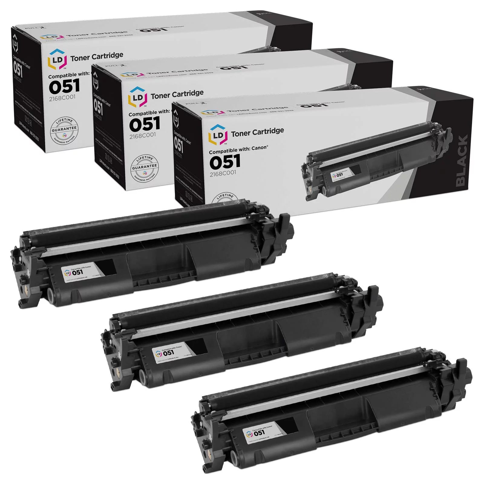 LD Products Compatible Toner Cartridge Replacement for Canon 051 2168C001 (Black, 3-Pack) for use in Canon imageCLASS LBP162dw, MF264dw, MF267dw, MF269dw