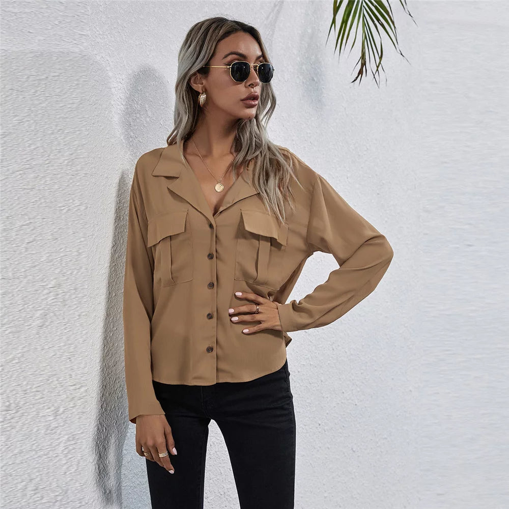 Solid Single Breasted Pocket Shirt