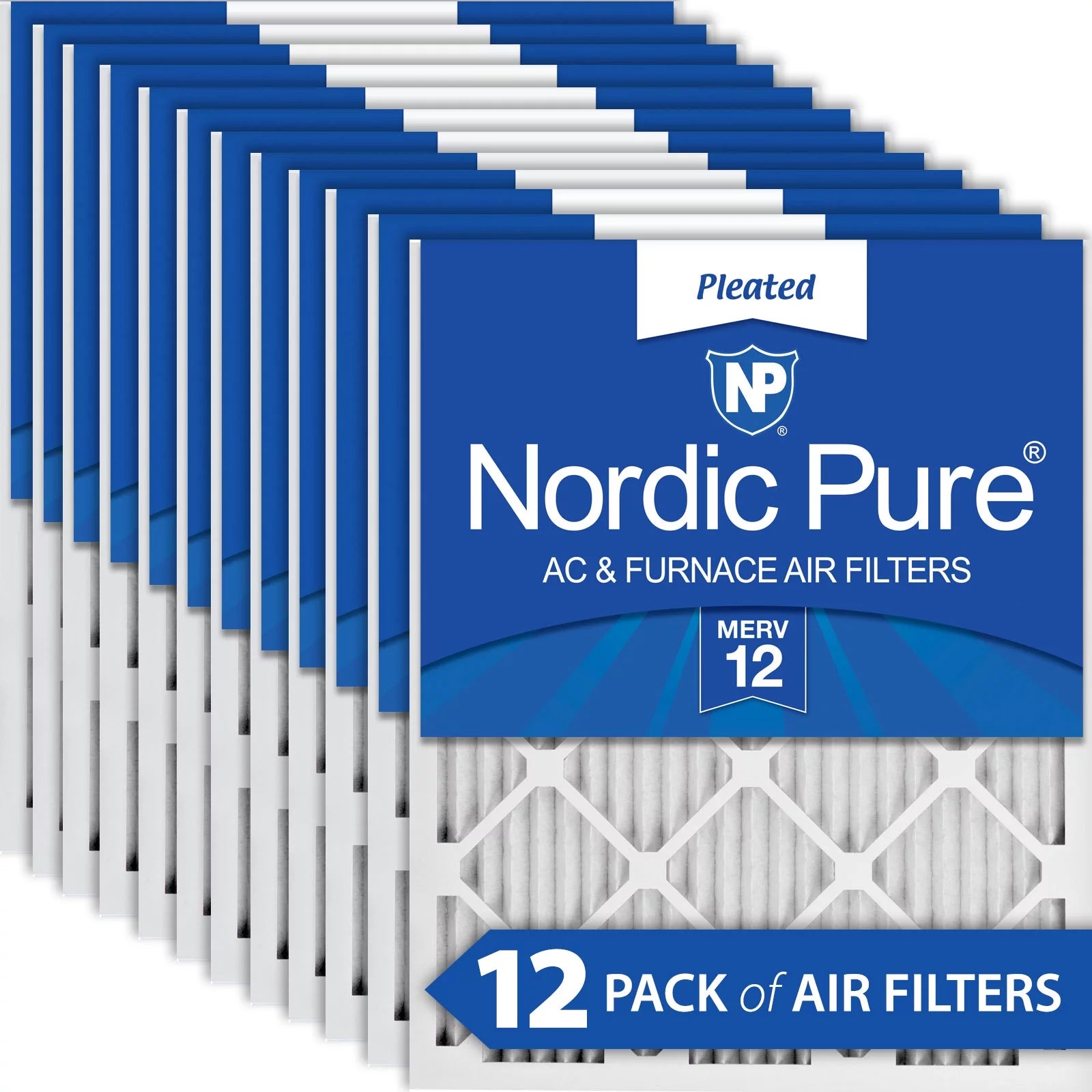 20x24x1 (19_1/2x23_7/16) Pleated MERV 12 Air Filters 12 Pack