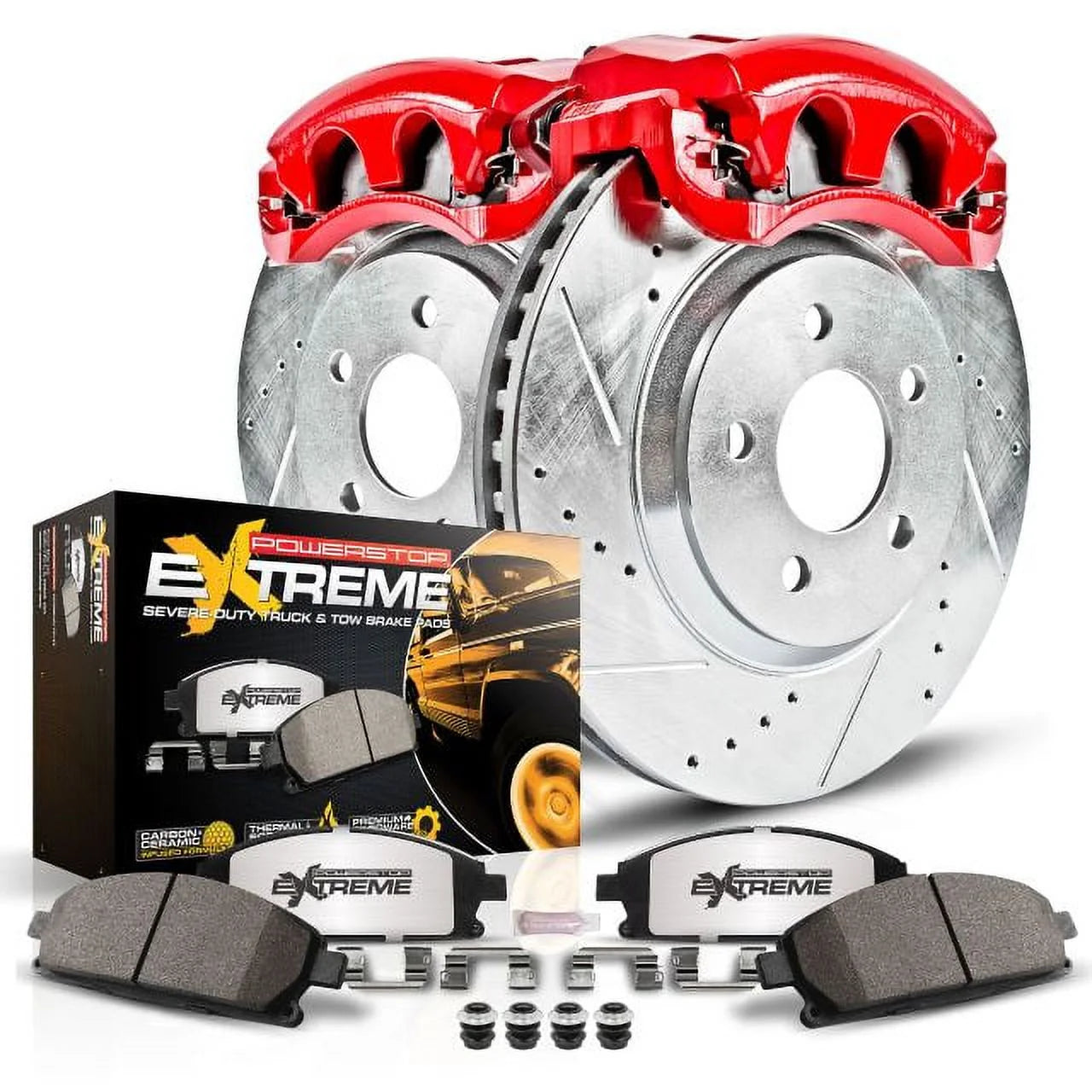 Power Stop Front Z36 Truck & Tow Brake Kit with Red Powder Coated Calipers KC3008-36
