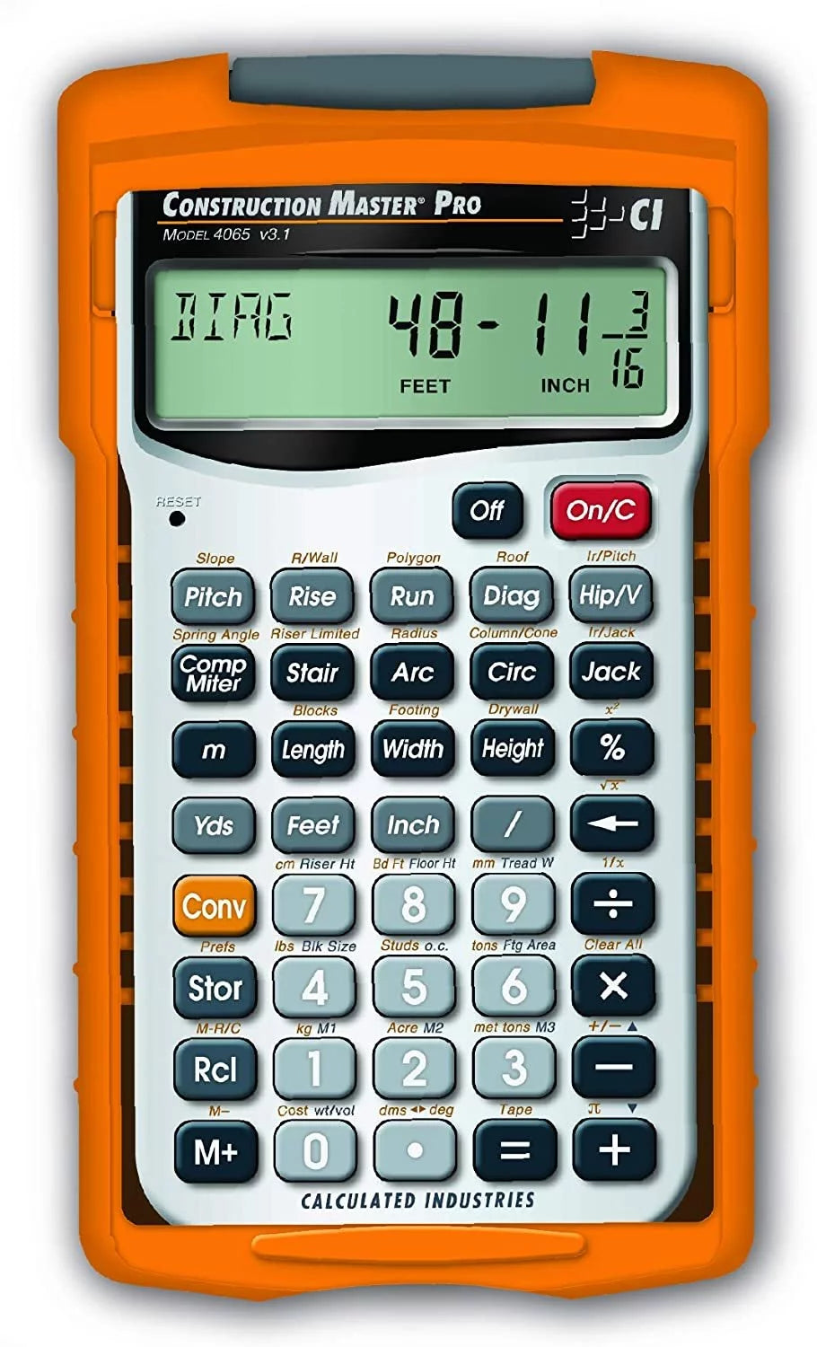 Calculated Industries 4065 Construction Master Pro Advanced Construction Math Feet-inch-Fraction Calculator for Contractors, Estimators, Builders, Framers, Remodelers, Renovators and Carpenters