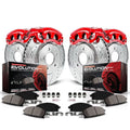 Power Stop Front and Rear Z23 Evolution Brake Pad and Rotor Kit with Red Powder Coated Calipers KC5510