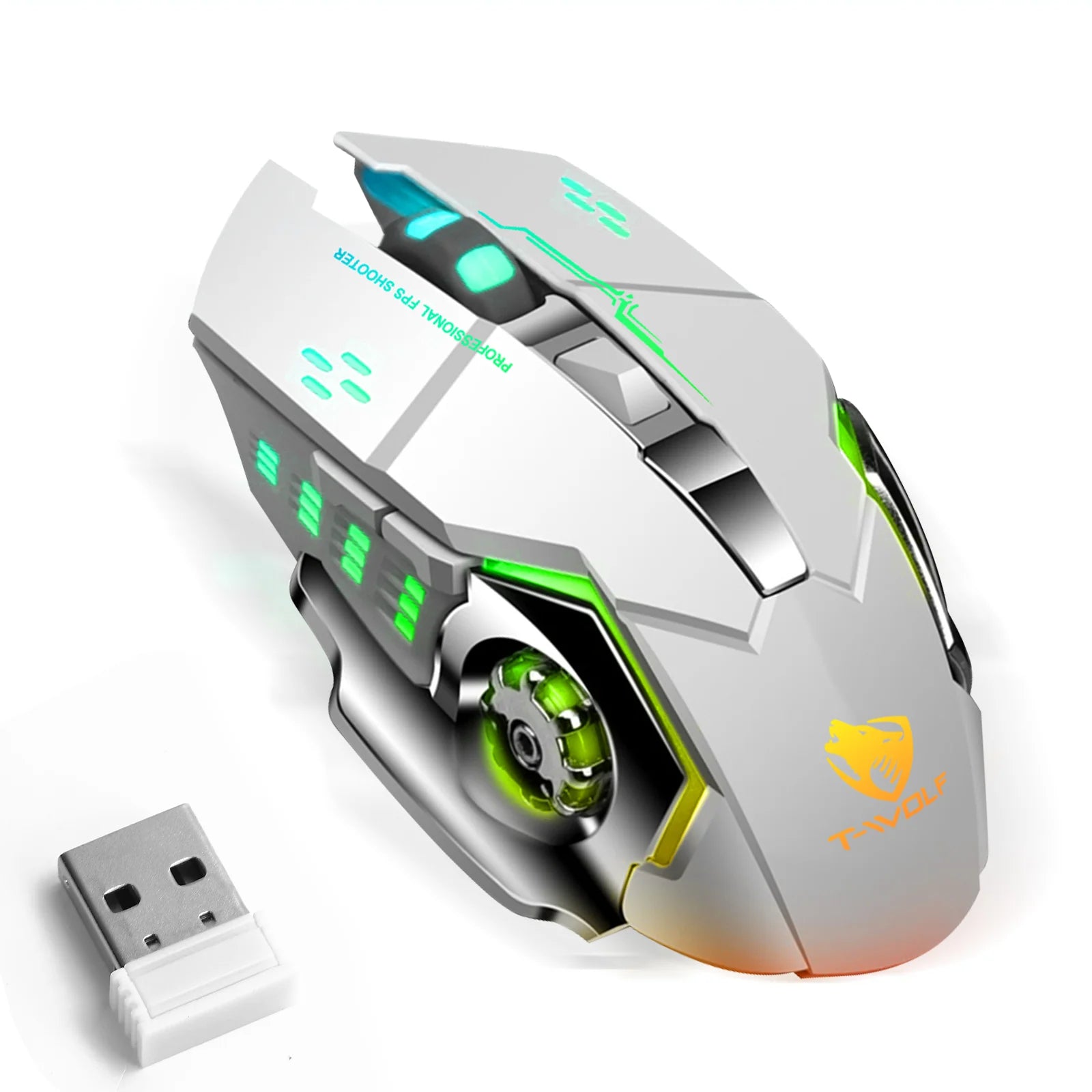 UrbanX Rechargeable Wireless Mouse Multi-Device (Tri-Mode:BT 5.0/4.0+2.4Ghz) with 3 DPI Options, Ergonomic Optical Portable Silent Mouse for Samsung Galaxy Tab A 8.4 (2020) White Green