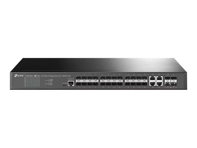 TP-Link JetStream TL-SG3428XF V1 - Switch - L2+ - managed - 20 x Gigabit SFP + 4 x combo Gigabit SFP/RJ-45 + 4 x 10 Gigabit SFP+ (uplink) - rack-mountable
