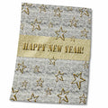 Gold Stars on Silver Textured Background, Happy New Year in Gold 22x30 Bath Hand Pool Towel twl-216661-2