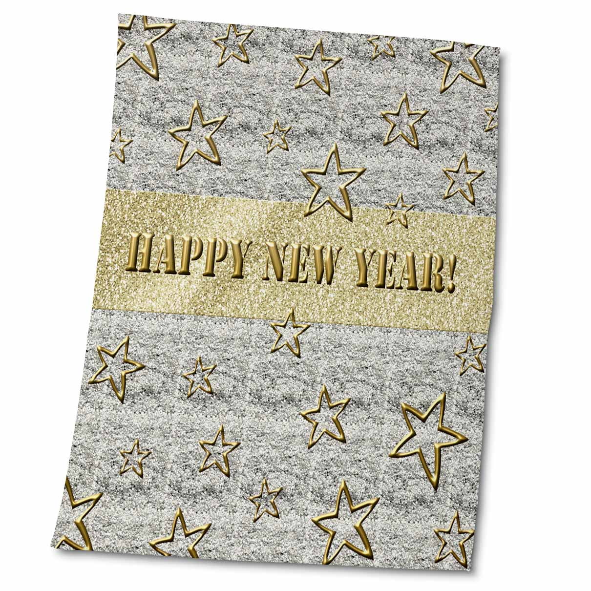 Gold Stars on Silver Textured Background, Happy New Year in Gold 22x30 Bath Hand Pool Towel twl-216661-2