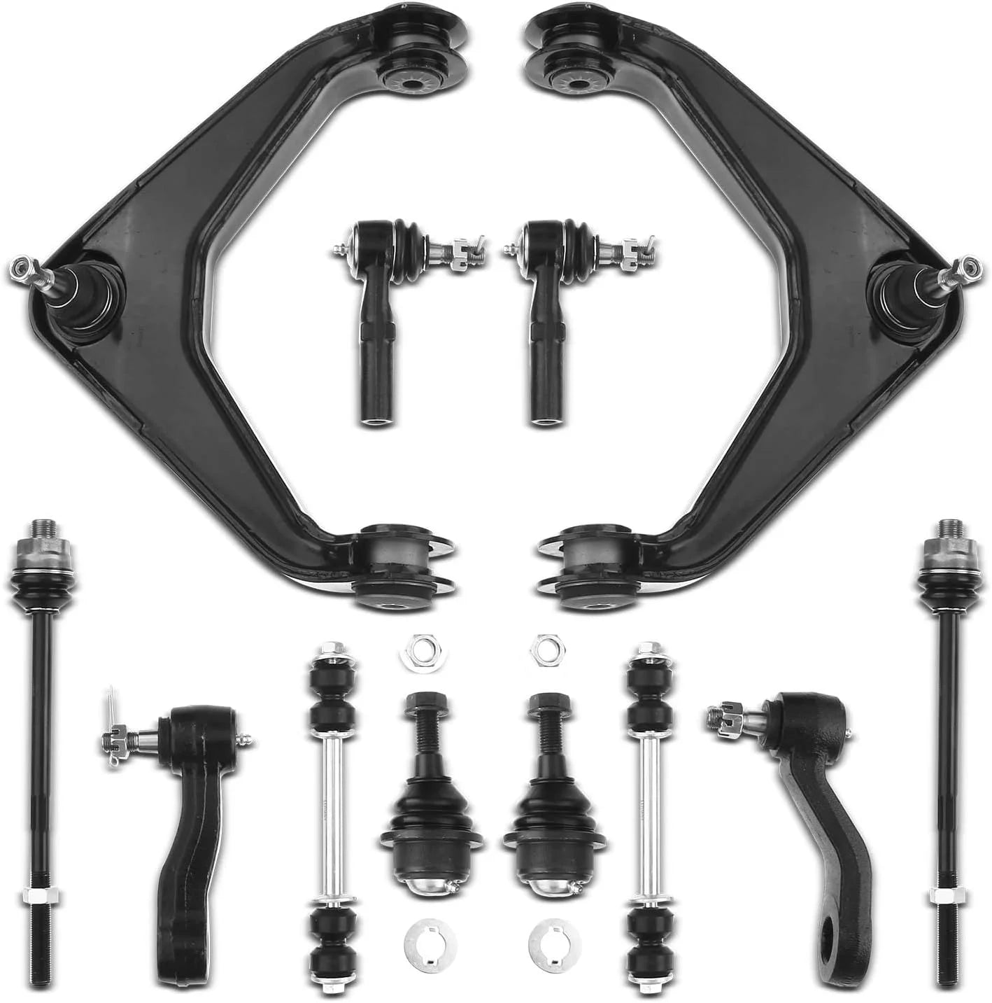 A-Premium 12Pcs Front Suspension Kit Upper Control Arm Ball Joint Tie Rod End Sway Bar Link Pitman Arm Idler Arm Compatible with Chevrolet Silverado 1500 HD 2500 HD GMC Sierra 3500 Yukon XL 2500
