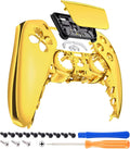 eXtremeRate Chrome Gold Glossy Touchpad Front Housing Shell Replacement Shell Touch Pad Cover for ps5 Controller BDM-010/020/030/040