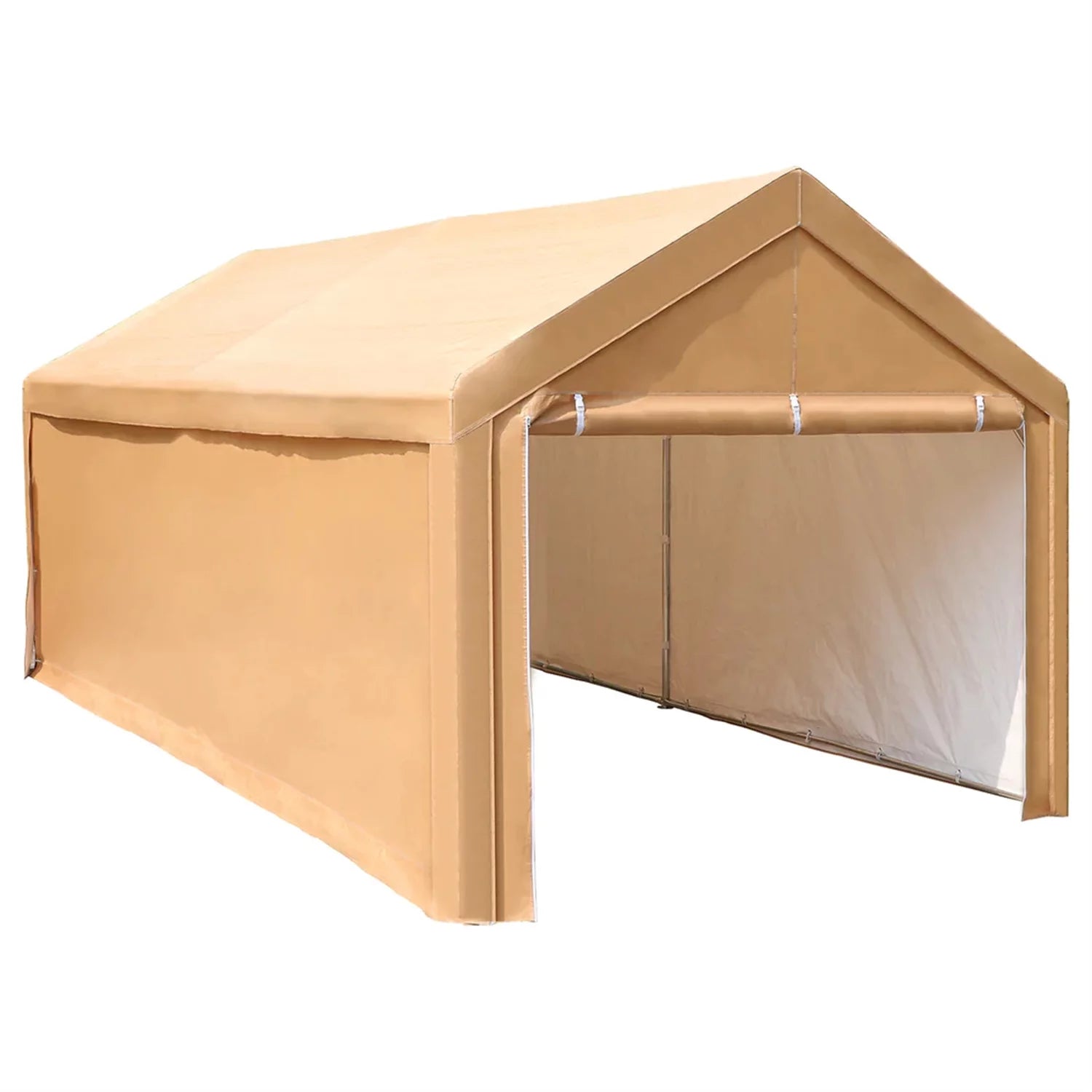 MF Studio 10' X 20¡¯Carport Heavy Duty Car Canopy Galvanized Car Boat Shelter with Removable Sidewalls and Doors Beige