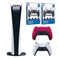 Sony Playstation 5 Digital with Extra Controller and Dual FPS Grip Kit Bundle - Cosmic Red