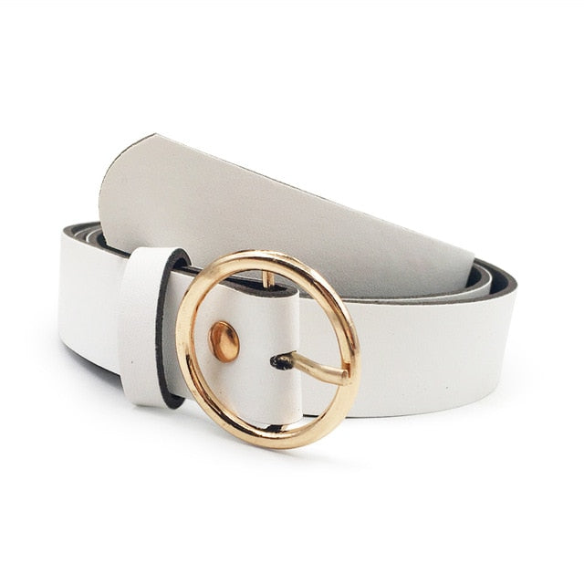 Soft Faux Leather Double Ring Buckle Vintage Decorative Casual Tighten All-Match Lightweight Long Women Belt Solid Holes