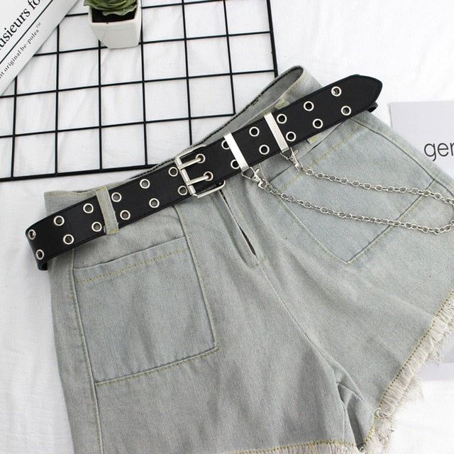 NO.ONEPAUL women belt Genuine Leather New Punk style fashion Pin Buckle jeans Decorative Belt Chain luxury brand belts for women