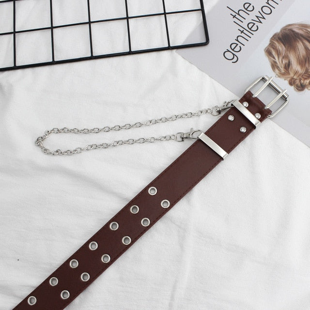 NO.ONEPAUL women belt Genuine Leather New Punk style fashion Pin Buckle jeans Decorative Belt Chain luxury brand belts for women