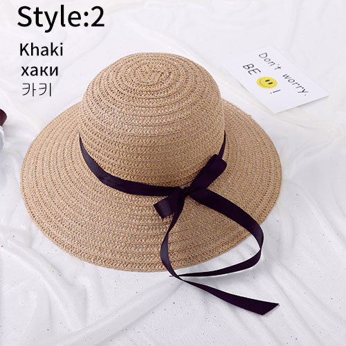 Summer Wide Brim Straw Hats Big Sun Hats For Women  UV Protection Panama  floppy  Beach Hats Ladies bow  hat chapeau femme ete