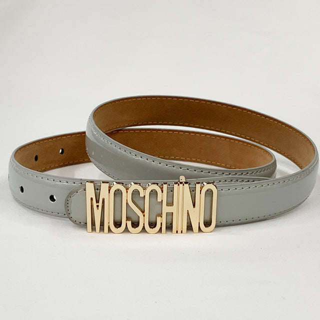 PU Leather Thin Belts For Women Ladies Vintage Letter Buckle Belt Retro Girl Candy Colours Strap Waistband For Dress Jeans