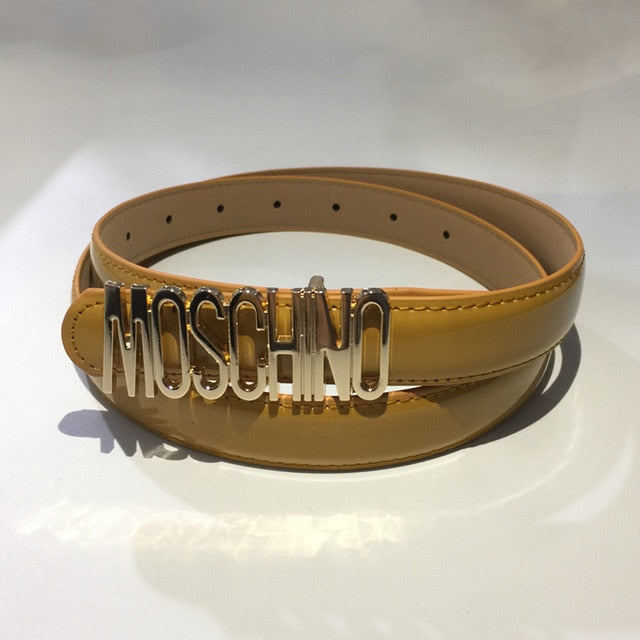 PU Leather Thin Belts For Women Ladies Vintage Letter Buckle Belt Retro Girl Candy Colours Strap Waistband For Dress Jeans